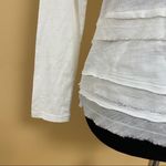🛍️ Atwell Spa White Cotton Frayed Tiered Long Sleeve Top Leah Tee Size S Photo 4