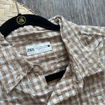 ZARA  cream gingham textured oversized button down‎ shirt Photo 1