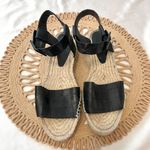 Vince  Edina Black Croc Embossed Black Leather Espadrille Sandal Platform Edie 11 Photo 2
