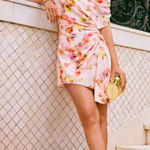 ALC Frank a.l.c. poppy ruched draped off shoulder mini silk dress Photo 0