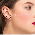 Tiny Black Bar Flat Back Earrings Photo 3