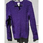 st. john's bay Women's Sz Large Cable Knit V-Neck Sweater Purple Orchid Casual Photo 7