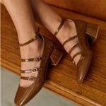 Sézane Sezane Elodie Mary Janes Heels Babies Strappy Patent Leather Taupe 41 GUC Photo 0