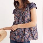 Madewell Story flutter sleeve top floral on navy 12 Photo 0