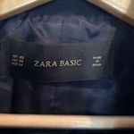 ZARA Navy Blue Double Breasted Blazer Jacket Pea Coat Gold Trim Work Size XS Photo 3