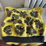 Lela rose yellow wool silk blend sleeveless beaded top party dress Size 2 Photo 11