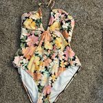 Shade & Shore Women's Halter Keyhole Bandeau One Piece Swimsuit Multi Floral XL Photo 2