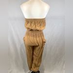 Jolie & Joy caramel tan strapless cargo jogger jumpsuit size medium Brown Photo 3