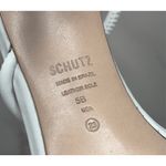 Schutz  Sandals Size 5B White Leather Open Square Toe Stiletto Heel Ankle Strap Photo 9