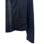 T Tahari  Black Ponte Moto Jacket Exposed Zip Modern Romantic Cropped Blazer 14 Photo 2