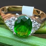 Vintage Emerald Green Birthstone Cubic Zirconia CZ Stone Gold Photo 5