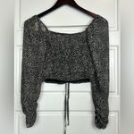 HYFVE  Chiffon Cropped Long Sleeve Front Tie Animal Print Blouse Size Small Photo 7