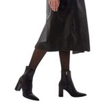 Mango Pointed Toe Block Heel Ankle Boots Black Size 37/ 6.5 Photo 1