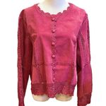 NWT Suede Leather Jacket Pink Boho Crochet XL Photo 0