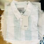 Rails Women's Charli Awning Stripe Linen Blend Blouse, Large, White/Blue, NWT Photo 7