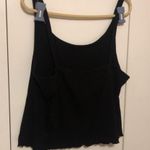 Old Navy Fitted Cropped Lettuce- Edge Rib- Knit Tank Top Black Color Photo 2