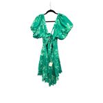 Free People  Green Floral Martine Smocked Puff Sleeve Mini Dress M NWT Photo 4