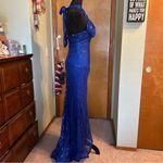NWOT long blue sequined mermaid prom dress with long slit size 2 Photo 1