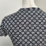 American Vintage 90s A. Byer Black White Floral Stretch Mesh V-Neck Fitted T-Shirt Top XS/S Photo 6