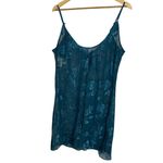 Vintage Angelique Women's L Satin Slip Dress Teal Blue Floral Chemise Lingerie Size L Photo 3