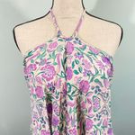 Mango  Women's Purple Floral Halter Dress Size XL Romantic Girly Vacation Photo 2