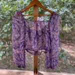 ZARA  Women's Sheer Purple Paisley Cropped Blouse Size S. NEW Photo 1