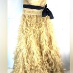 Tadashi Shoji  8 Silk Elegant Ruffle Strapless Formal Maxi Dress Photo 0