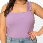 Gilli Bodysuit Plus Size Lavender Ruffle Strap Square Neckline.Poly/Rayon/Span… Purple Photo 0