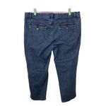 Michael Kors Cropped Jeans Size 12 Blue Button Flap Pockets Stretch Photo 3