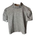 ZARA  Animal Print High Neck Short Sleeves Blouse Top M Photo 2