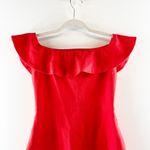 Aritzia Babaton by  Emry Off The Shoulder Ruffle Trim Bodycon Mini Dress Red US 4 Photo 3
