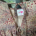 Buddy Love dress long sleeve moody florals tie front bow babydoll tiered maroon Photo 3