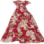 Lulus Dress Womens Small Red Heart of Marigold Red Tropical Print Wrap Maxi Photo 5