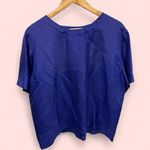 Vintage royal ocean blue silk Pebble Beach lightweight blouse short sleeve Size M Photo 1