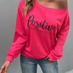 Lavishly Paris Nwt,  Hot Pink POSITIVE VIBRS Drop Shoulder Sweatshirt. Photo 4