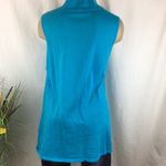 Magaschoni Blue Knit Sleeveless Drape Neck Top L Photo 3