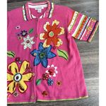 Vintage Arriviste Women's Sz XL Pink Spring Summer Flower Cardigan Sweater Photo 3