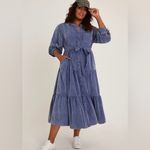 Pilcro Anthro  Long Sleeve Corduroy Denim Color Blue Tiered Dress XS-MED, NO BELT Photo 10