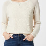 XOXO MASER Cream Floral Lace Knit Sweater Top Womens Medium White Photo 0
