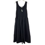 Madewell  Mixed Poplin Scoopneck Maxi Dress Black Plus Size XXL NWT Capsule Photo 4