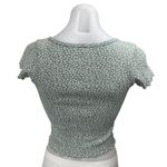 Brandy Melville  Green Floral Knit Short Sleeve Button Up Blouse Crop Top Size 5 Photo 1
