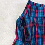 VINTAGE 90s Blue Red Plaid Midi Skirt Deadstock Holiday Christmas Size 8 New Photo 11