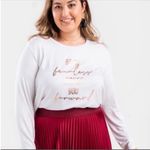 Francesca's White and Gold Foil Graphic Shirt Size 1X New With Tags Photo 0