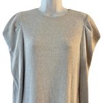 EXPRESS Gray Puff Long Sleeve Mini Bodycon Rib Knit Sweater Dress sz M Crew Neck Photo 9