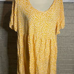 Amazon  Women's Yellow Floral Round‎ Neck Short Sleeve Tiered Sun Dress Size XL Photo 0