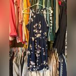 Blue Floral Halter Mini Sundress for Weddings Size M Photo 1