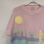 Jantzen  Vintage Sweater Large Acrylic Beach Life Guard Short Sleeve Knit Palm Photo 3