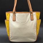 Coach Rare  F23683 Park Color Block Yellow Cream Tan Leather Tote Shoulder Bag Photo 12