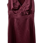 Red Valentino  Magenta Satin V-Neck Bow Mini Dress Photo 0