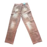 ZARA  Carpenter Pants Women Sz 30 Orange Tan Washed Denim Utility Workwear Photo 2